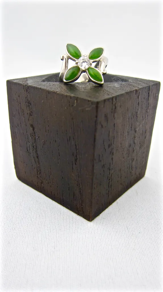 Jade Four Petal Flower Ring