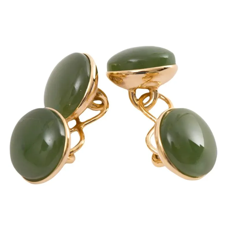 Jade Stone Sterling Silver Cufflinks