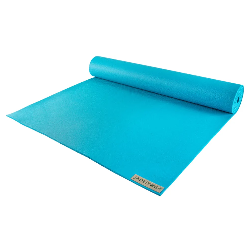 Jade Yoga Harmony Mat - Sky Blue & Jade Yoga Cork Yoga Block - Small   Jade Yoga Plant Based Mat Wash - 8 oz Starter Kit