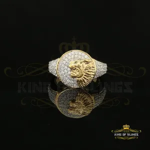 King Of Bling's 2.70ct Cubic Zirconia Yellow Silver Lion Head Men Adjustable Ring From SZ 12to14