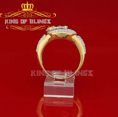 King Of Bling's 2.70ct Cubic Zirconia Yellow Silver Lion Head Men Adjustable Ring From SZ 12to14