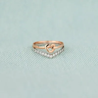 Knotted Heart Shape Inlaid Zircon Ring