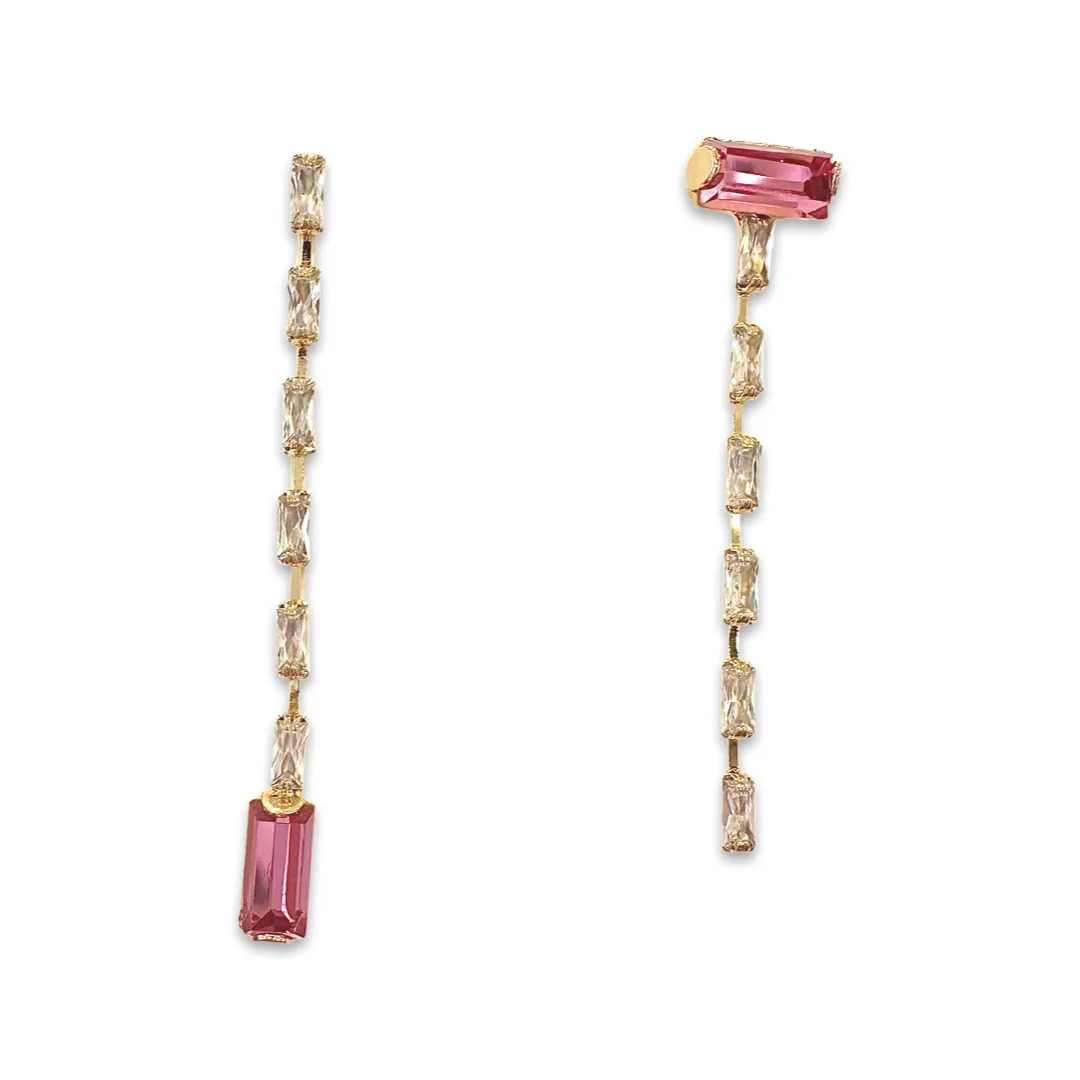 Krista Color Vertical Drop Statement Earrings