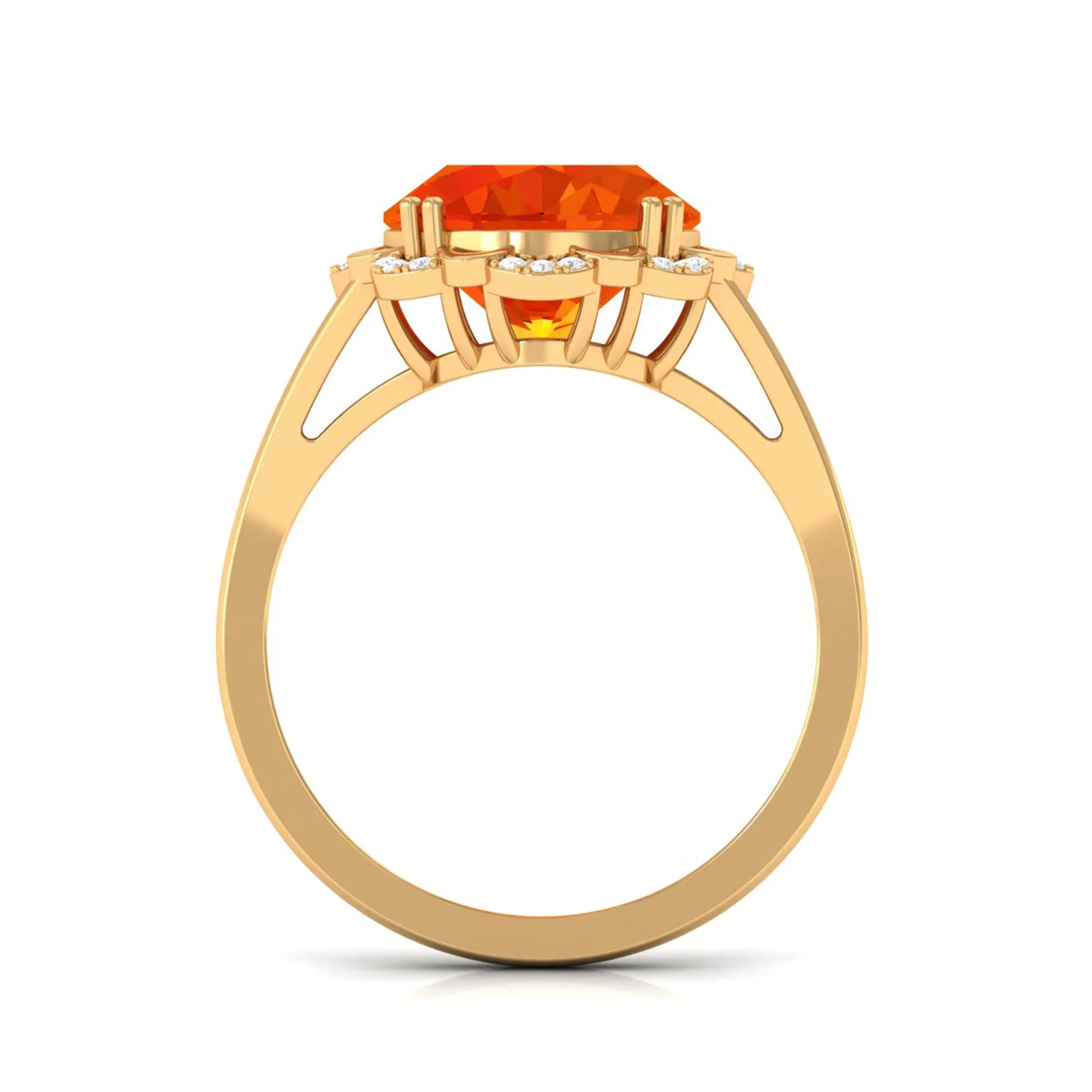 Lab Created Orange Sapphire Oval Engagement Ring with Diamond