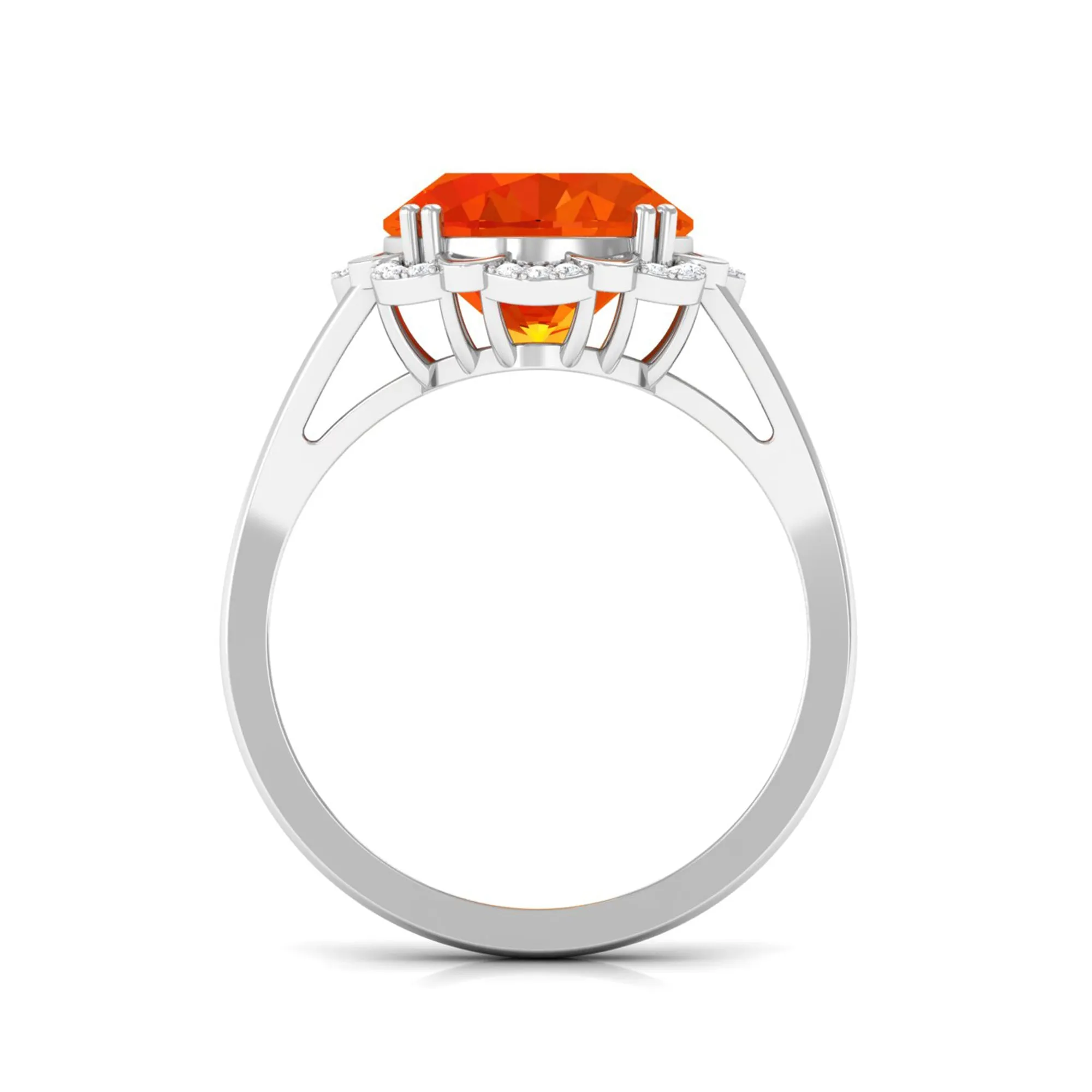 Lab Created Orange Sapphire Oval Engagement Ring with Diamond