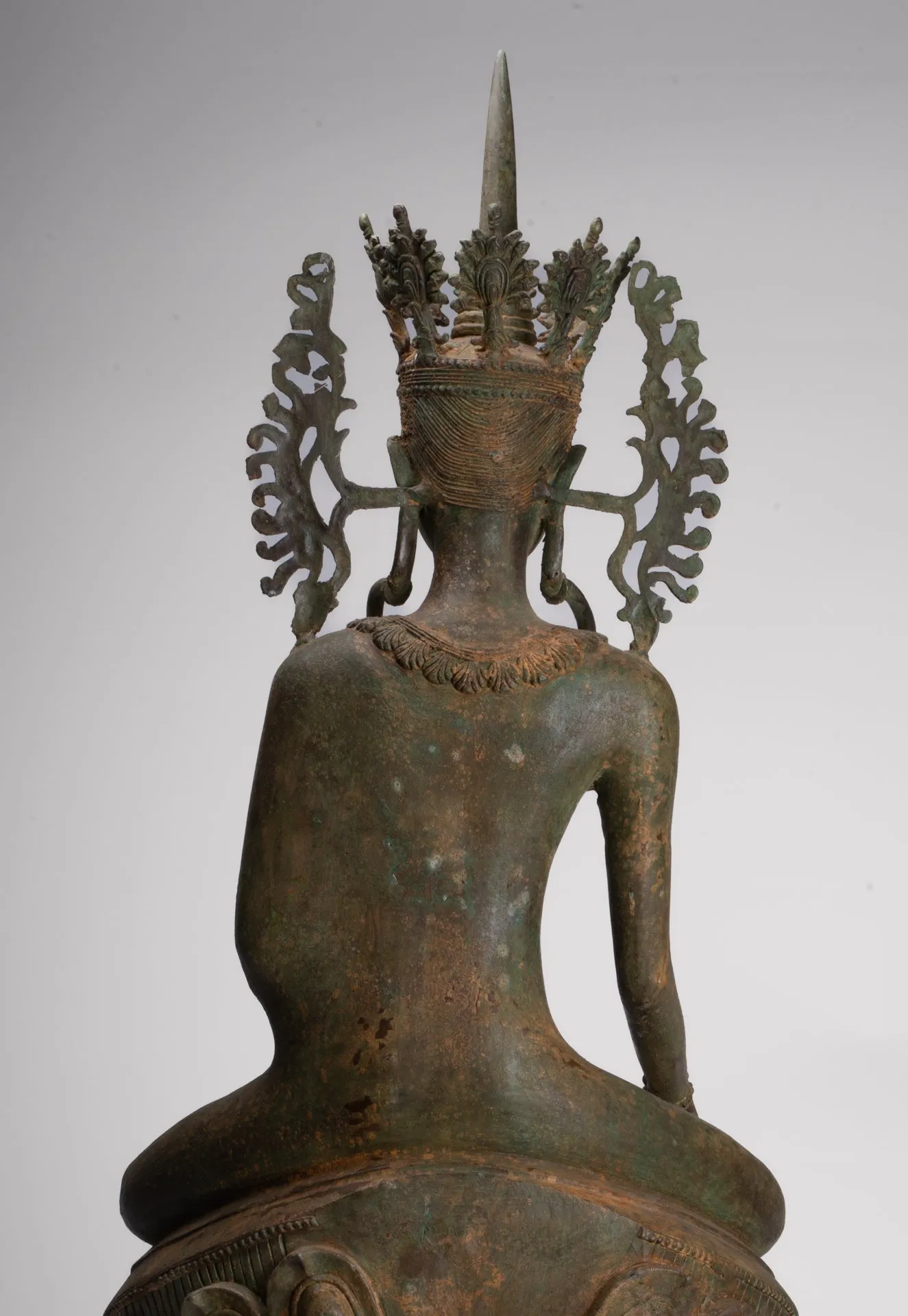 Large Buddha Statue - Antique Burmese Style Bronze Shan Enlightenment Seated Buddha Statue - 104cm/42"