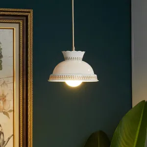 LED Simple White Japanese Style Ceramic Pendant Light