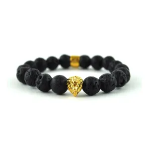 Lion Head Lava Stone Beaded Bracelet