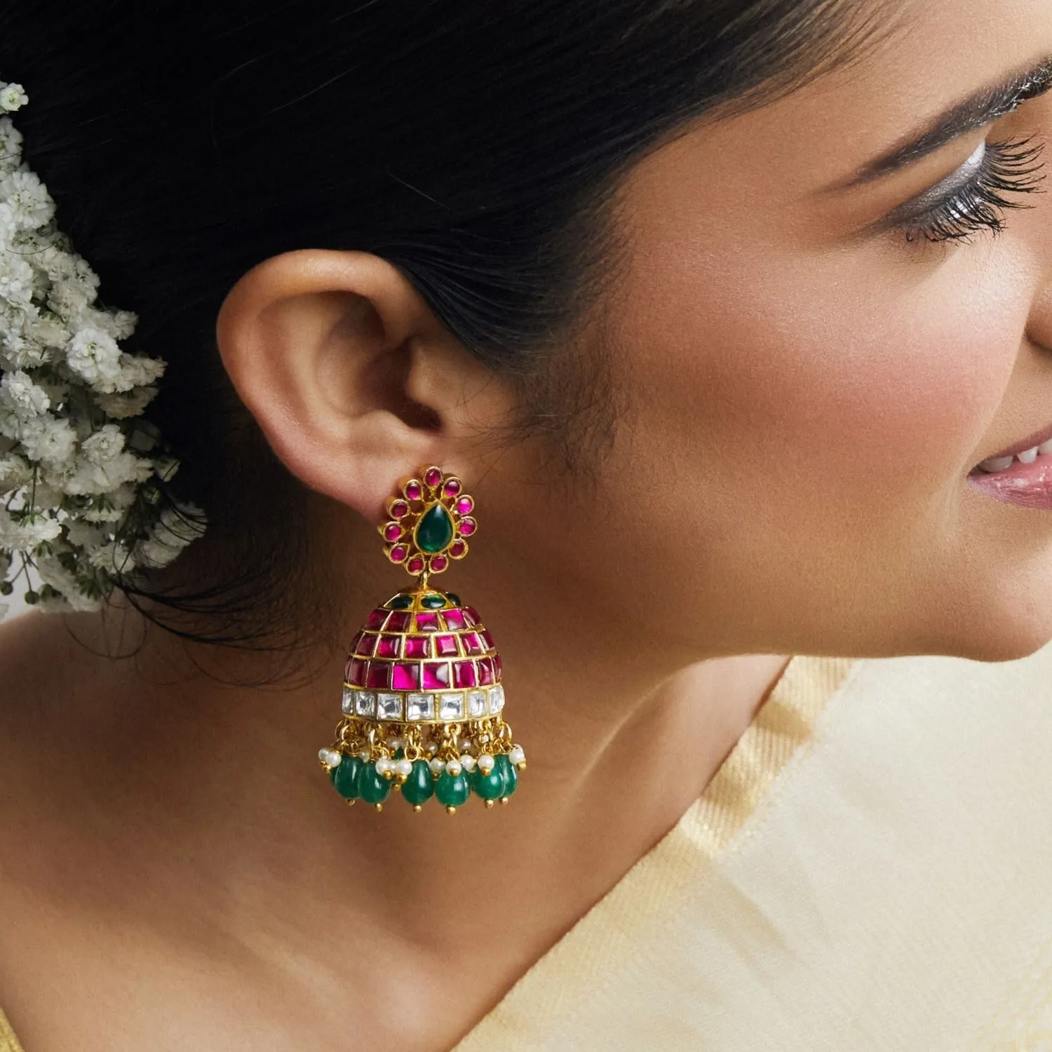 Mansi Kempu Jadau Jhumka Earrings