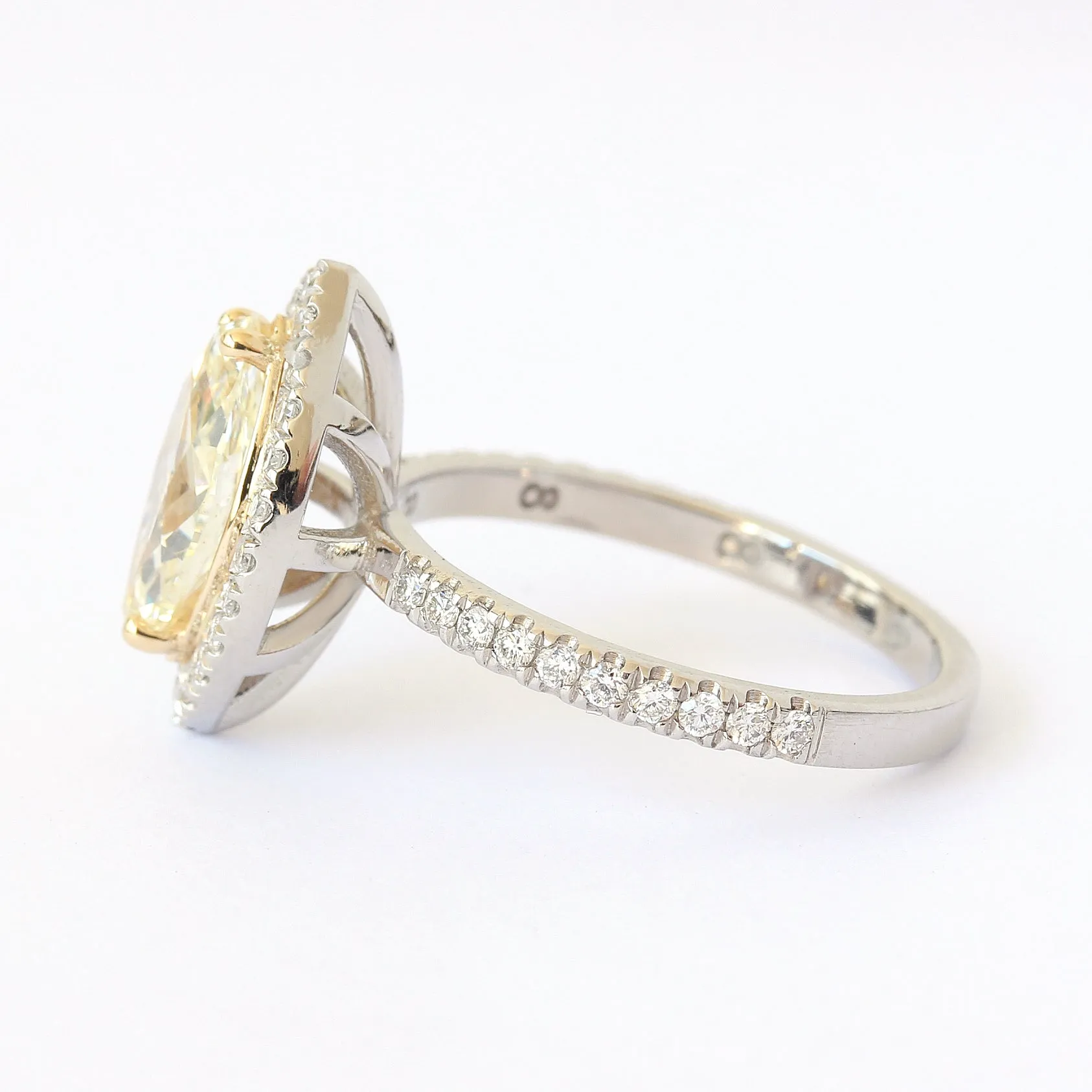 Marquise Yellow Halo Diamond Wedding Two Ring Set - Daisy & Stardust ♥