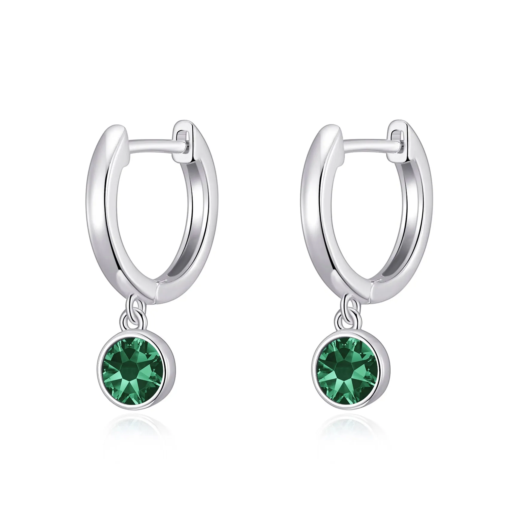 May Birthstone Hoop Earrings Created with Emerald Zircondia® Crystals