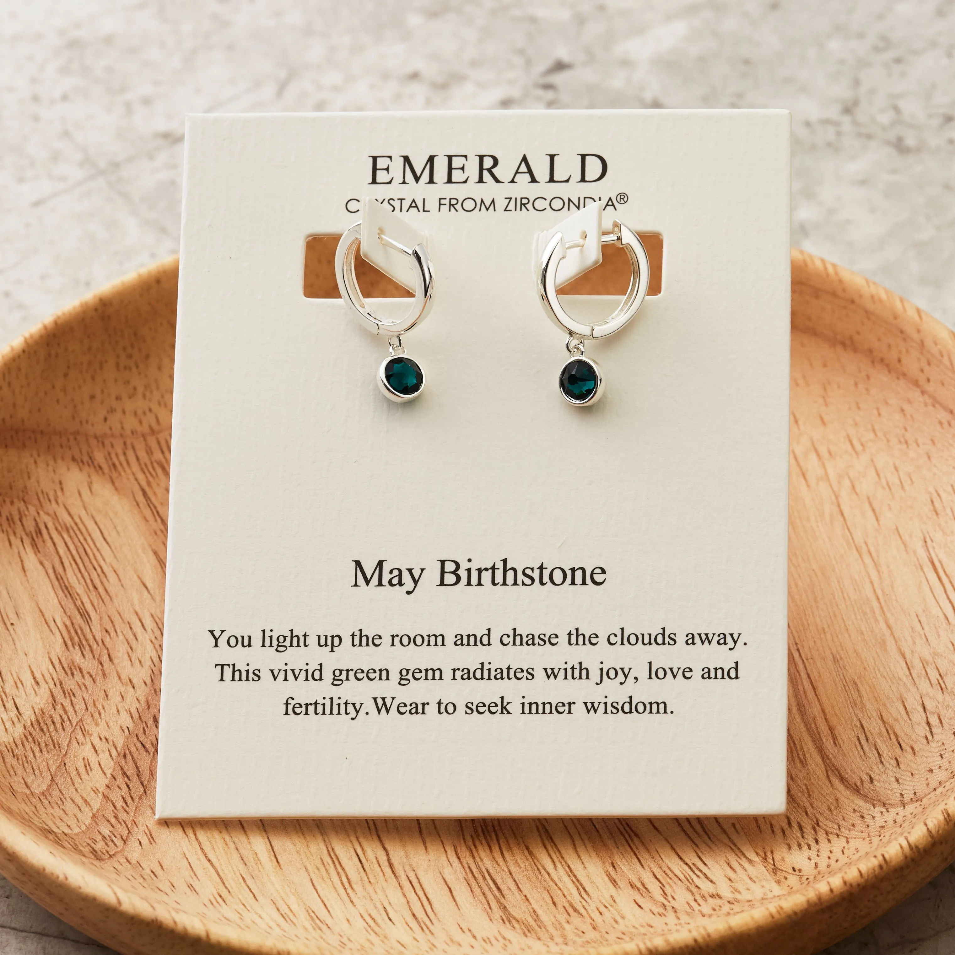 May Birthstone Hoop Earrings Created with Emerald Zircondia® Crystals