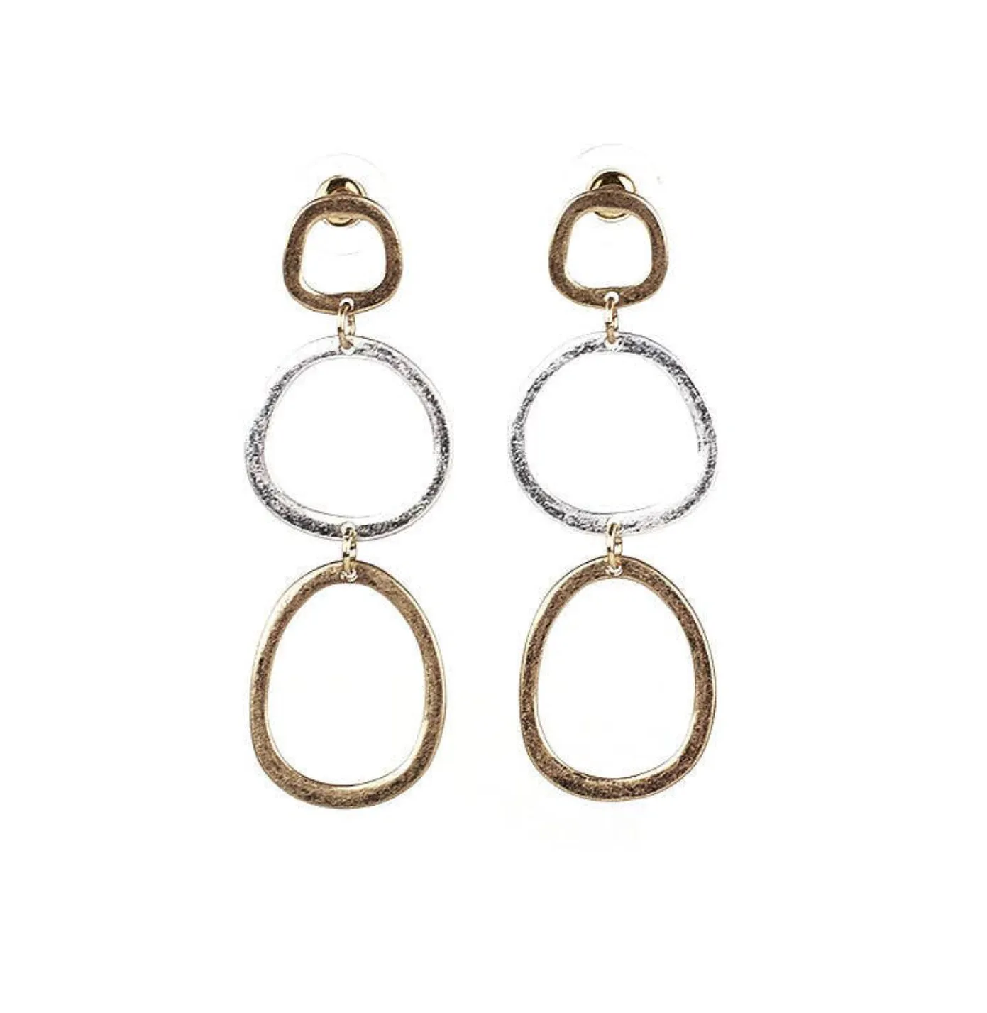 Meghan Browne Vern Mixed Metal Tri-Circle Drop Post Earrings