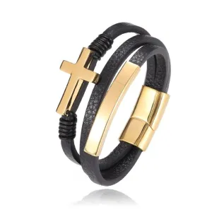 Men's Cross Bracelet <br> Leather Cuff