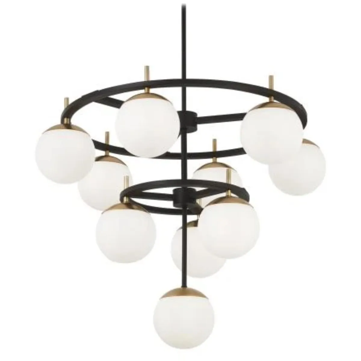 Mid Century Gothic Ceiling Pendant With White Globes