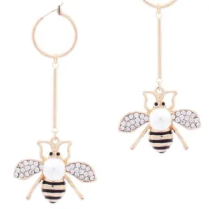 Mini Hoop Queen Bee Dangle Metal Bar Earring