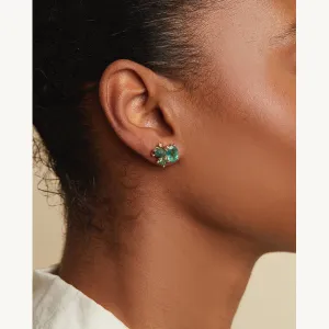 Mixed Cut Emerald Cluster Studs with Barnacles