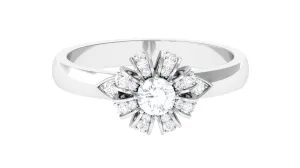 Natural Diamond Flower Engagement Ring