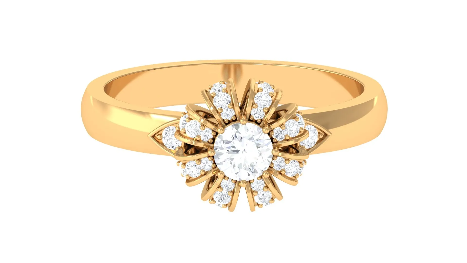 Natural Diamond Flower Engagement Ring