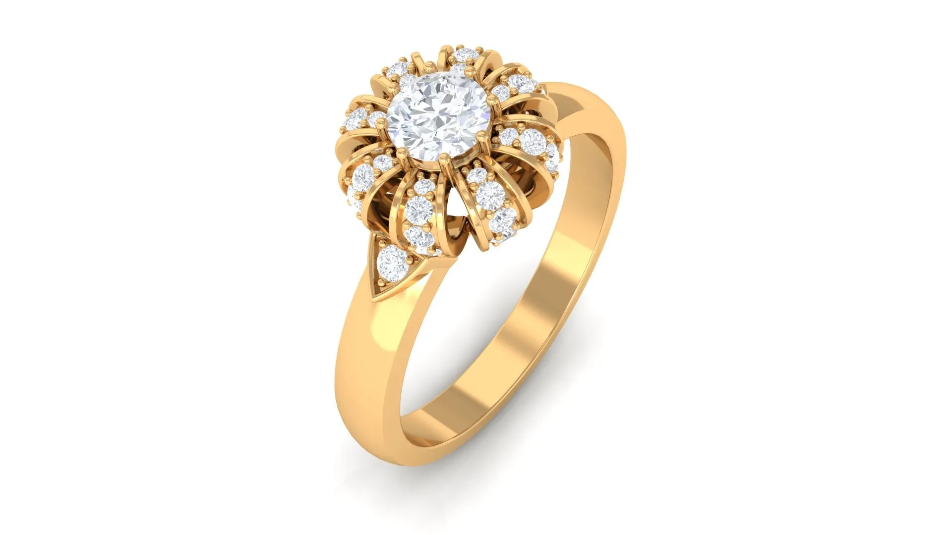 Natural Diamond Flower Engagement Ring