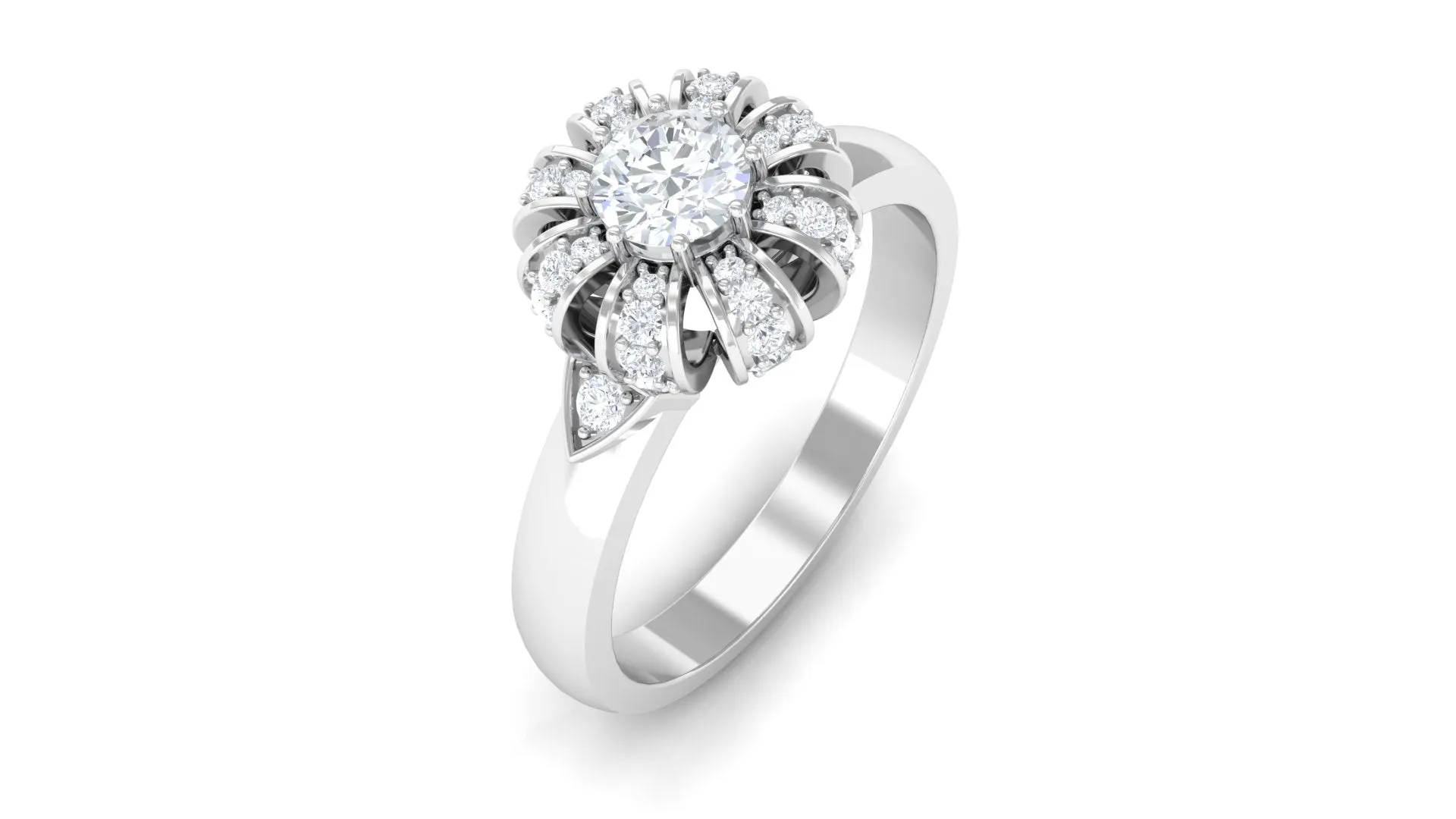 Natural Diamond Flower Engagement Ring