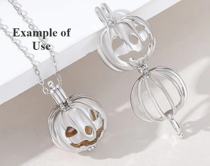 Necklace Pendant Blank Setting Halloween Pumpkin 15x22mm Sterling Silver Fine 925 For One Bead No Prong DIY Jewelry Finding Wholesale 1pc