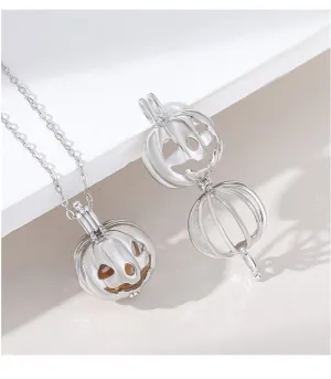 Necklace Pendant Blank Setting Halloween Pumpkin 15x22mm Sterling Silver Fine 925 For One Bead No Prong DIY Jewelry Finding Wholesale 1pc