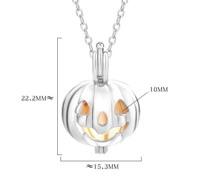 Necklace Pendant Blank Setting Halloween Pumpkin 15x22mm Sterling Silver Fine 925 For One Bead No Prong DIY Jewelry Finding Wholesale 1pc