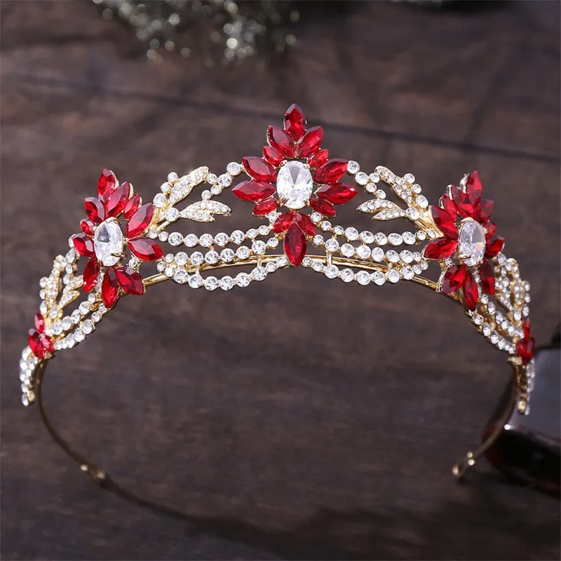 New Style Floral Medallions Tiara Inlaid with Zircon Crystal for Bride or Quinceanera