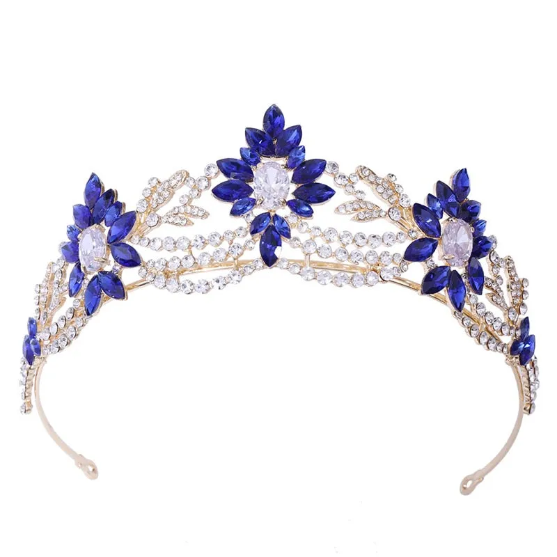 New Style Floral Medallions Tiara Inlaid with Zircon Crystal for Bride or Quinceanera