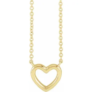 Open Heart Necklace in 14K Yellow Gold