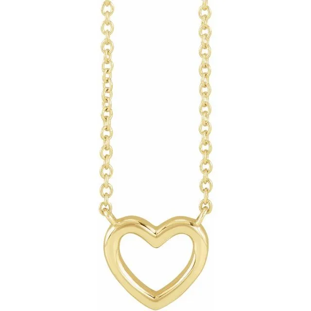 Open Heart Necklace in 14K Yellow Gold