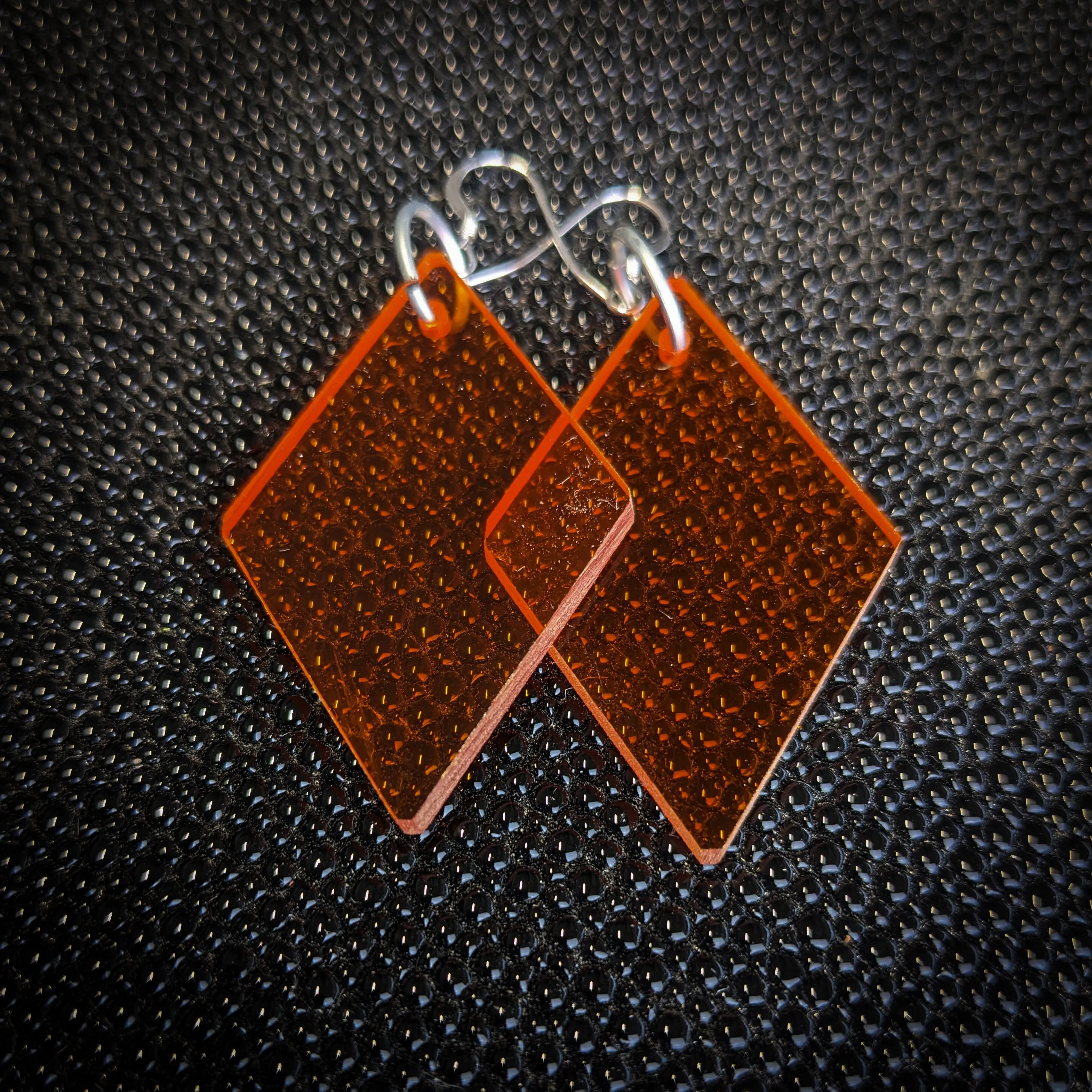 Orange Diamond Dangle Earrings