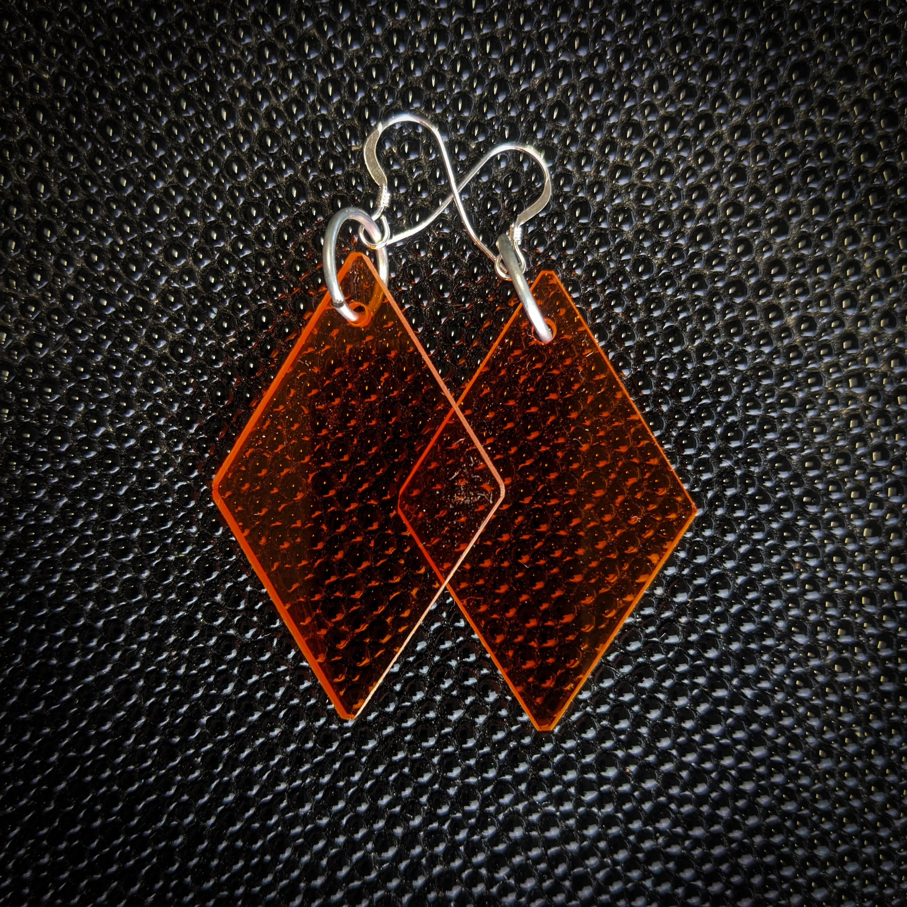 Orange Diamond Dangle Earrings