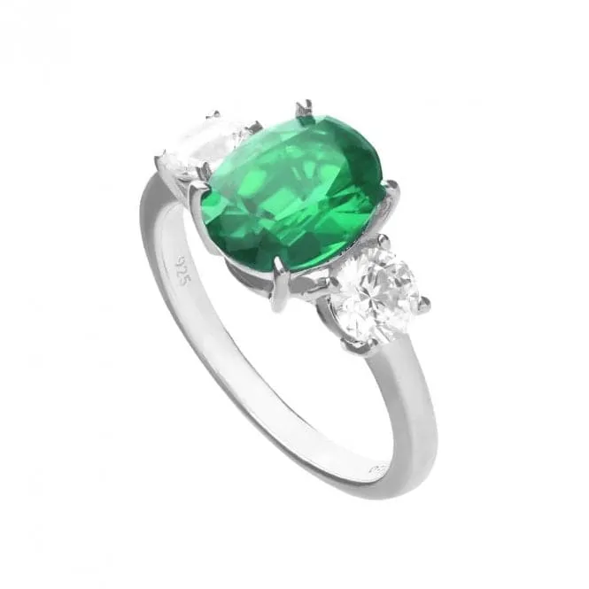 Oval Green Zirconia Trilogy Ring