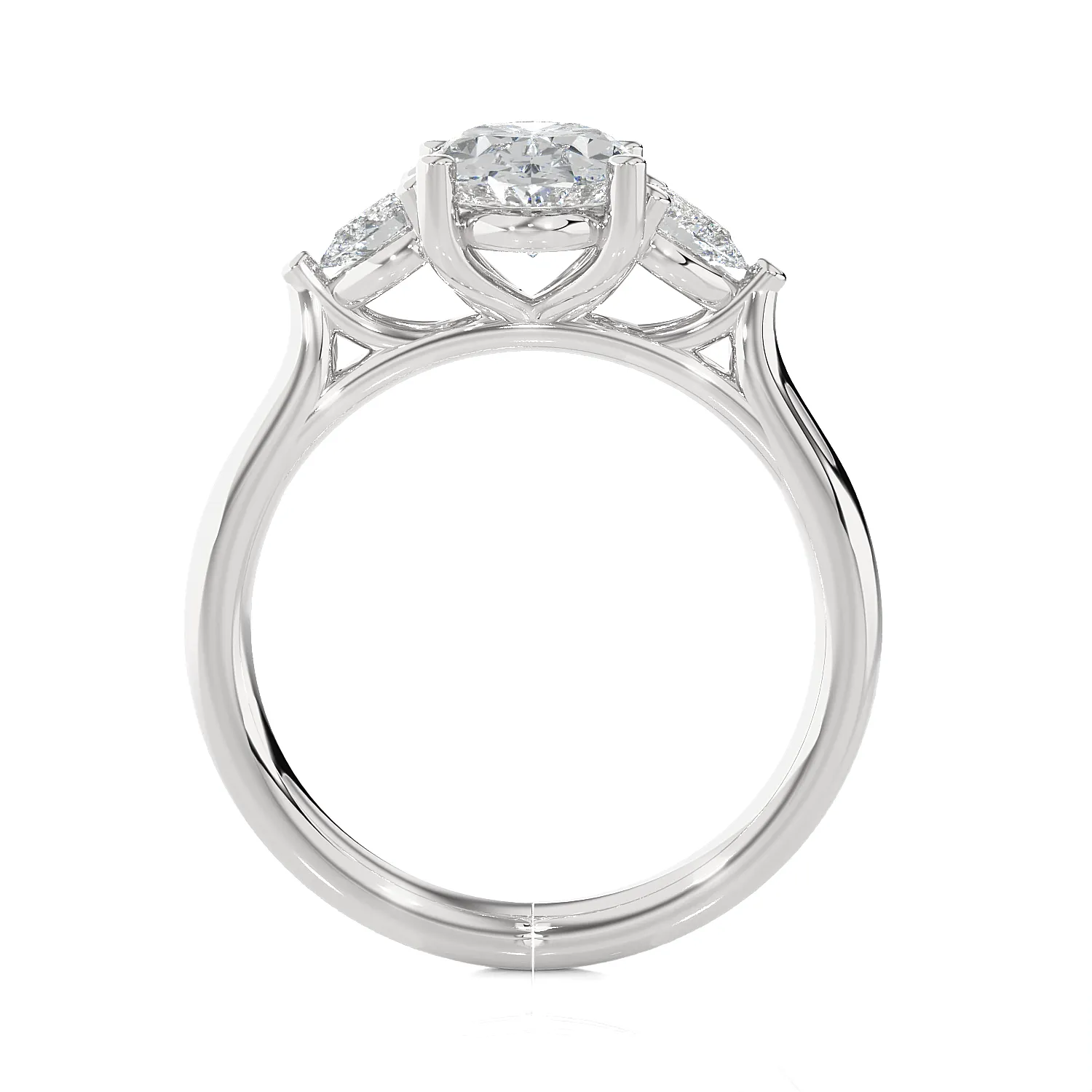 Oval with Pear-Shaped Three Stone Lab Grown Diamond Ring