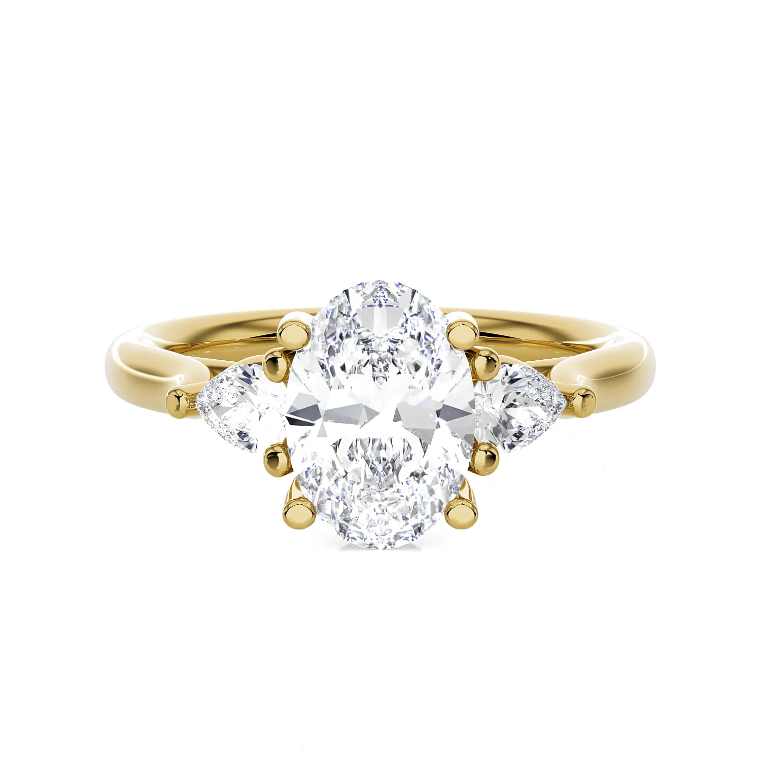 Oval with Pear-Shaped Three Stone Lab Grown Diamond Ring