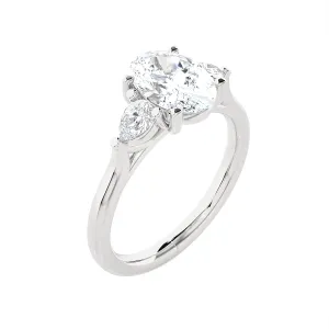 Oval with Pear-Shaped Three Stone Lab Grown Diamond Ring