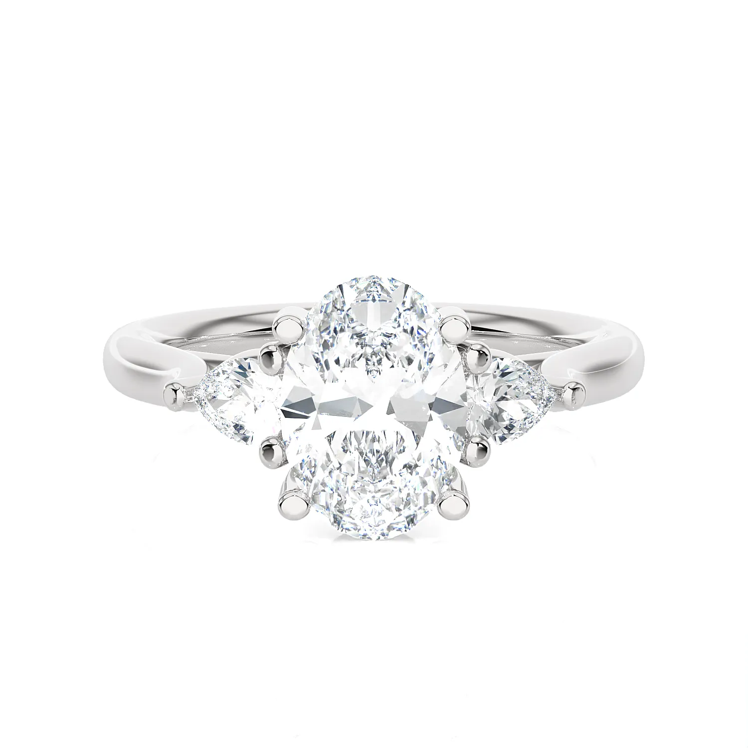 Oval with Pear-Shaped Three Stone Lab Grown Diamond Ring