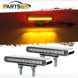 Partsam 2Pcs 6.5inch Double Face Truck Semi Trailer Light Bars 10LED Red/Amber Clear Lens Waterproof with Double Studs Sealed Dual Face Led Turn Signal Stop Tail Marker Lights 12V