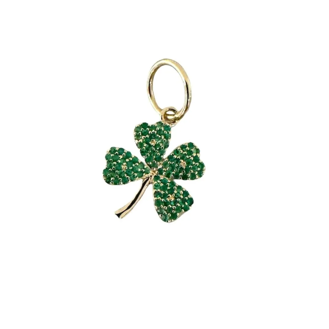 Petite Emerald Four Leaf Clover Pendant