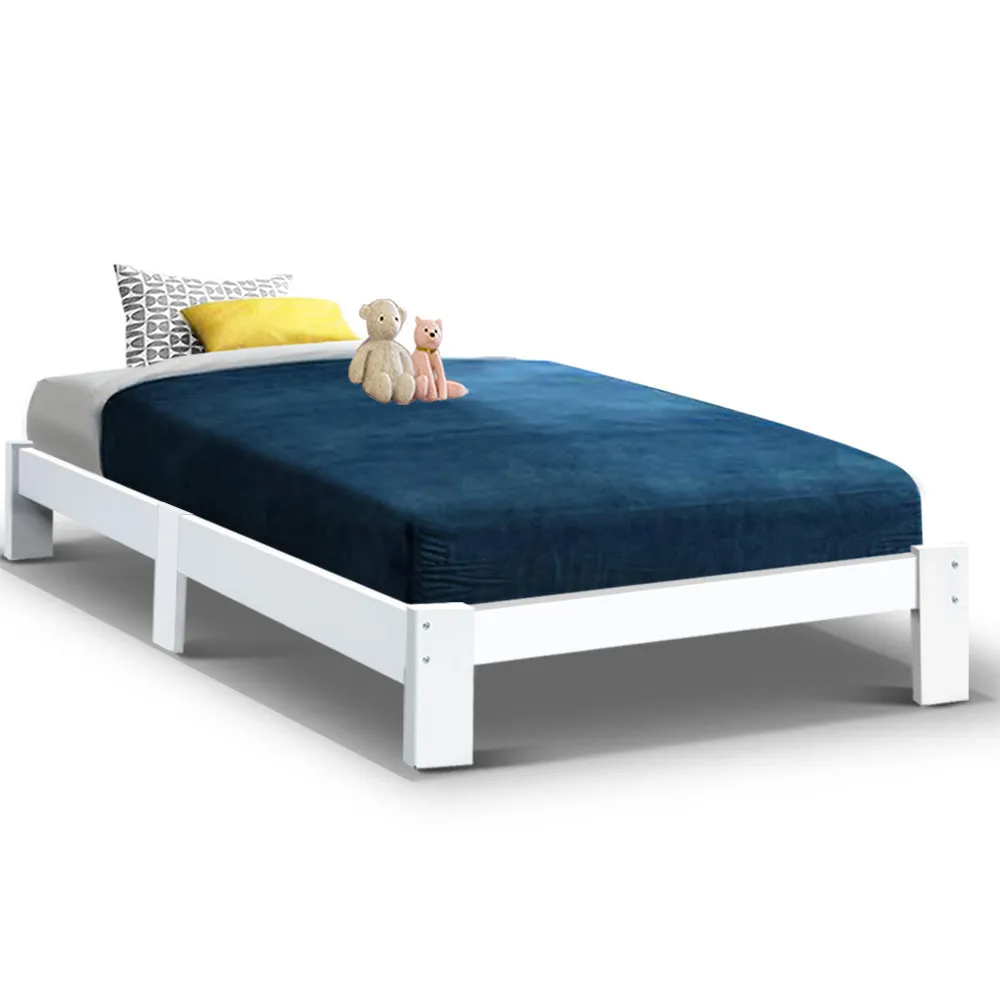 Pine Wood King Single Bed Frame with Storage - Artiss