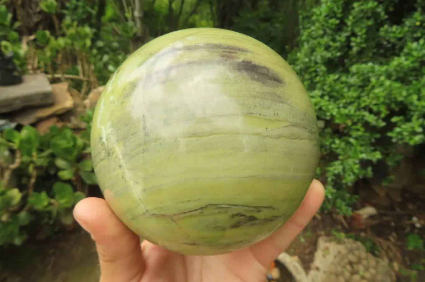 Polished Butter Jade Sphere x 1 From South Africa