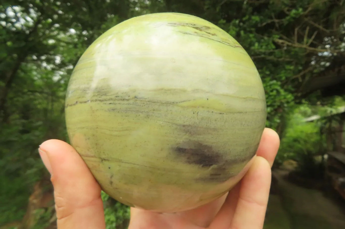 Polished Butter Jade Sphere x 1 From South Africa