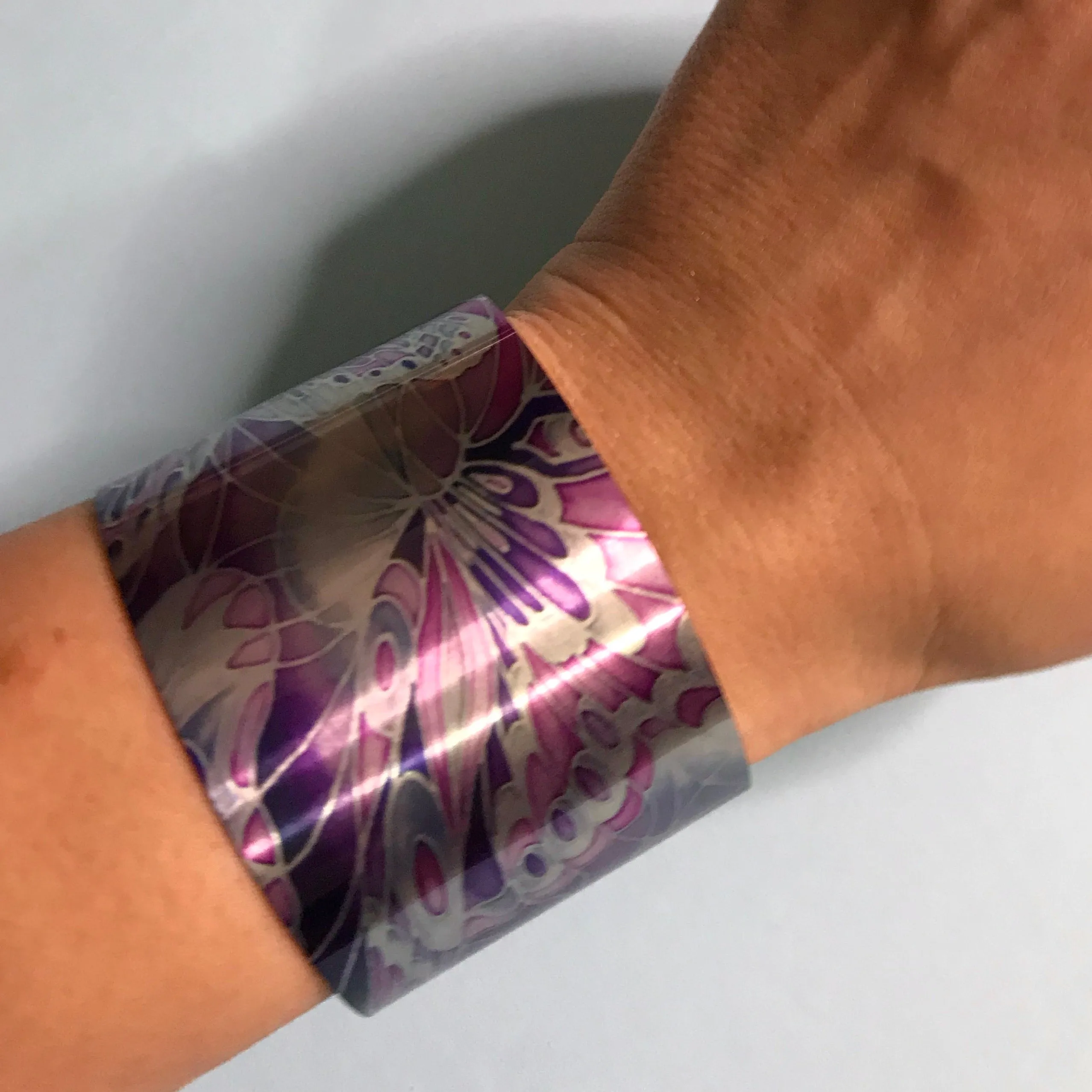 Pretty Purple Butterfly Statement Cuff Bracelet - easy wear lightweight aluminium.