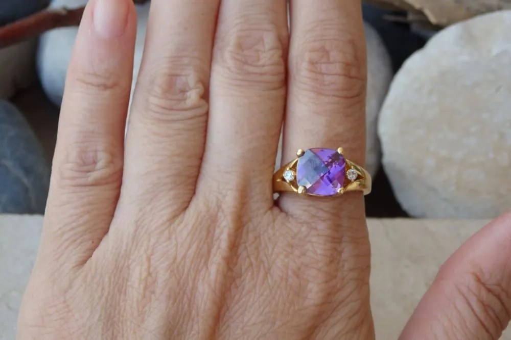 Purple Solitaire Ring