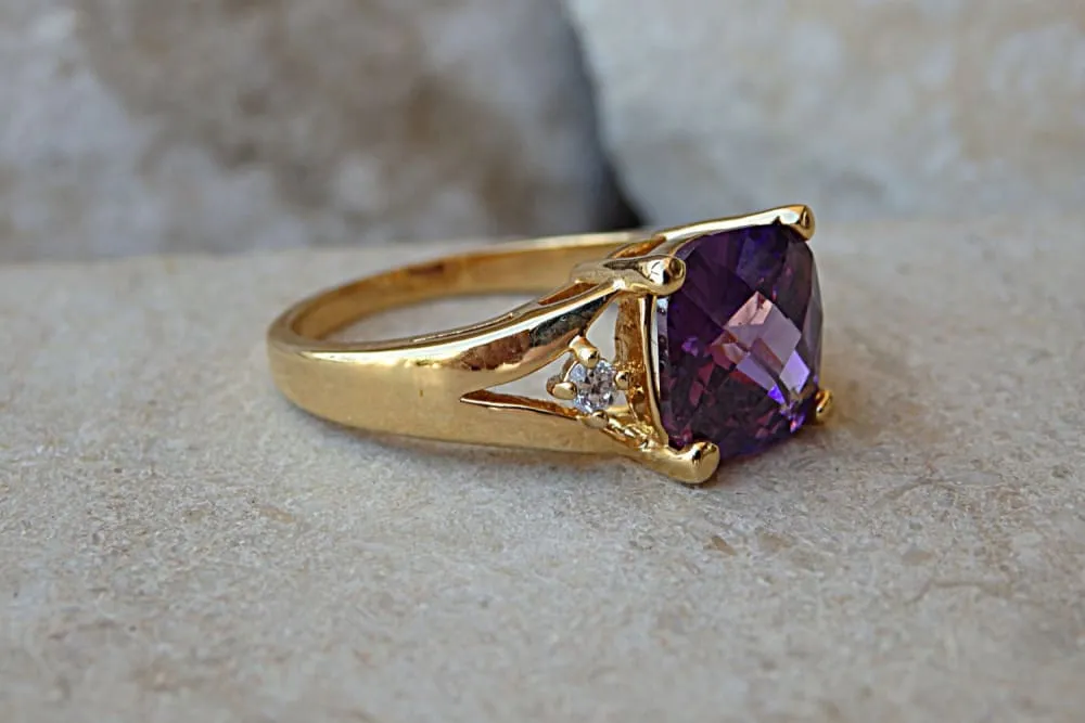 Purple Solitaire Ring