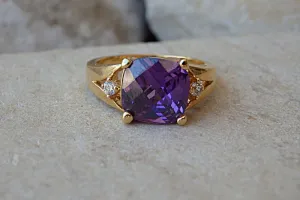 Purple Solitaire Ring