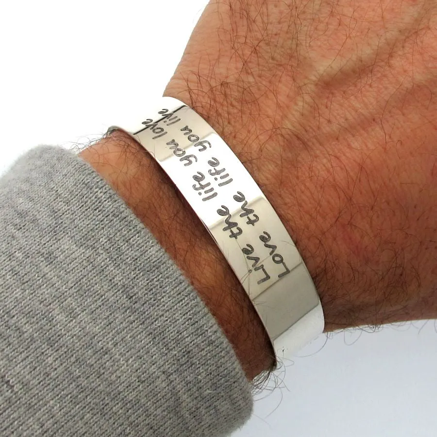 Quote bracelet - Engraved Cuff for Him