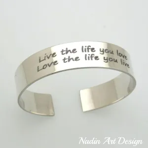 Quote bracelet - Engraved Cuff for Him